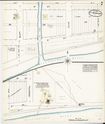 Sanborn Fire Insurance Map from Fort Madison, Lee County, Iowa (1884), Sheet #0007 - Historic Sanborn Fire Insurance Map Print