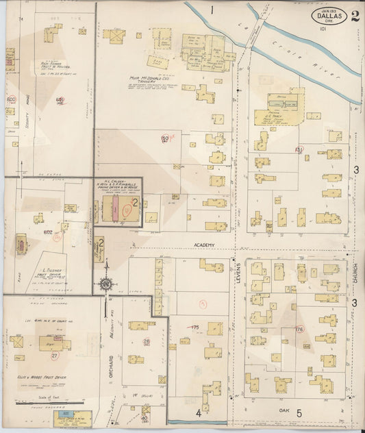 Sanborn Fire Insurance Map from Dallas, Polk County, Oregon (1939), Sheet #0002 - Historic Sanborn Fire Insurance Map Print, vintage old map wall art, antique decor, genealogy gift, Oregon Oregon map