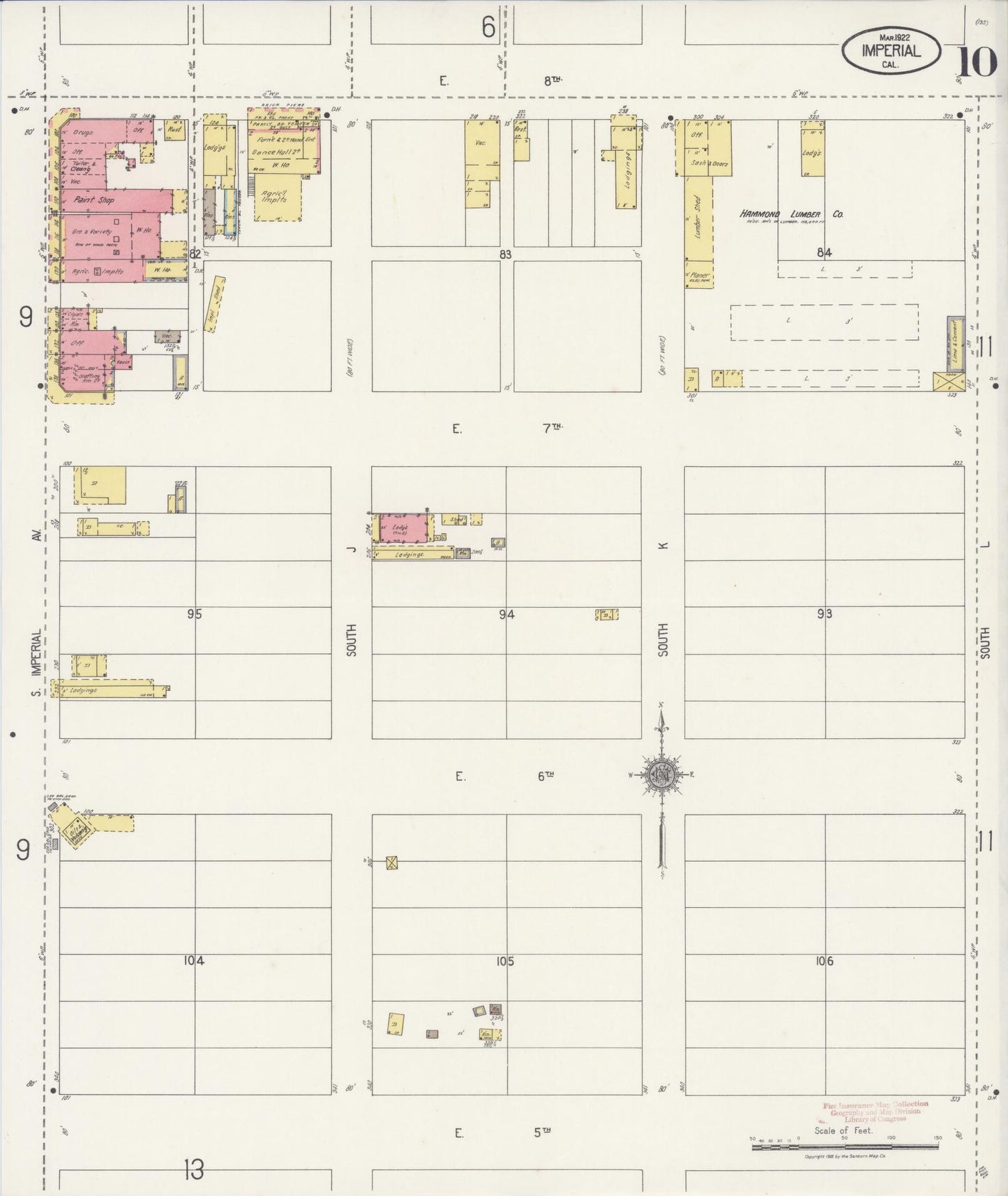 Sanborn Fire Insurance Map from Imperial, Imperial County, California (1922), Sheet #0010 - Historic Sanborn Fire Insurance Map Print, vintage old map wall art, antique decor, genealogy gift, California California map