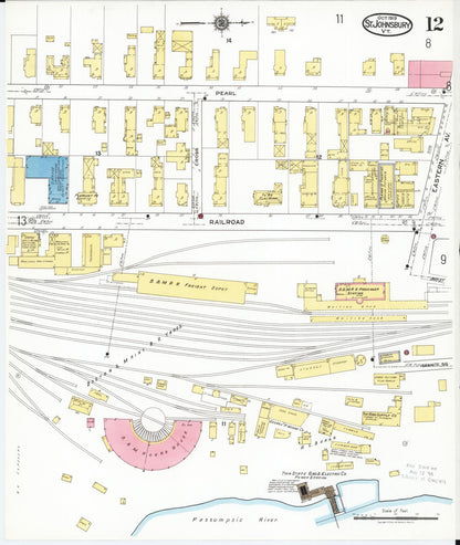 Sanborn Fire Insurance Map from Saint Johnsbury, Caledonia County, Vermont (1919), Sheet #0012 - Complete Map Set gallery image, historic Sanborn map, vintage wall art, Vermont Vermont