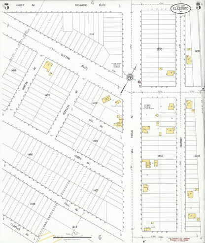 Sanborn Fire Insurance Map from El Cerrito, Contra Costa County, California (1926), Sheet #0005 - Historic Sanborn Fire Insurance Map Print, vintage old map wall art, antique decor, genealogy gift, California California map