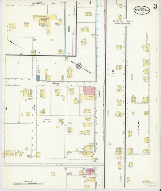 Sanborn Fire Insurance Map from New Smyrna, Valusia County, Florida (1912), Sheet #0003 - Historic Sanborn Fire Insurance Map Print, vintage old map wall art, antique decor, genealogy gift, Florida Florida map