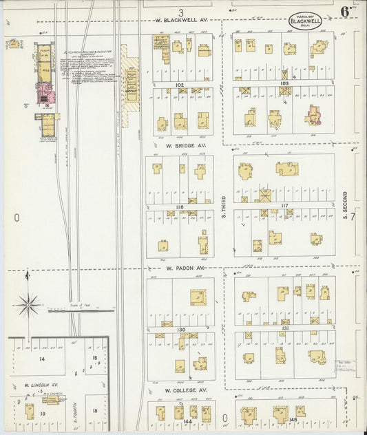 Sanborn Fire Insurance Map from Blackwell, Kay County, Oklahoma (1907), Sheet #0006 - Historic Sanborn Fire Insurance Map Print, vintage old map wall art, antique decor, genealogy gift, Oklahoma Oklahoma map