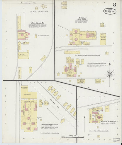 Sanborn Fire Insurance Map from Muncie, Delaware County, Indiana (1889), Sheet #0008 - Complete Map Set gallery image, historic Sanborn map, vintage wall art, Muncie Delaware