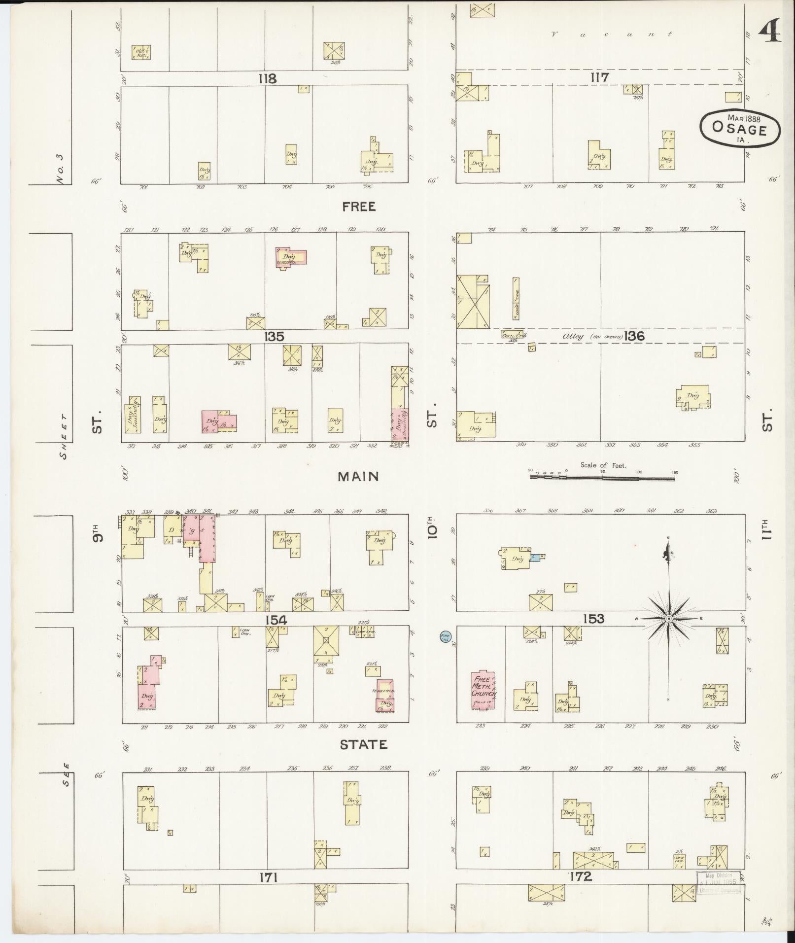 Sanborn Fire Insurance Map from Osage, Mitchell County, Iowa (1888), Sheet #0004 - Historic Sanborn Fire Insurance Map Print