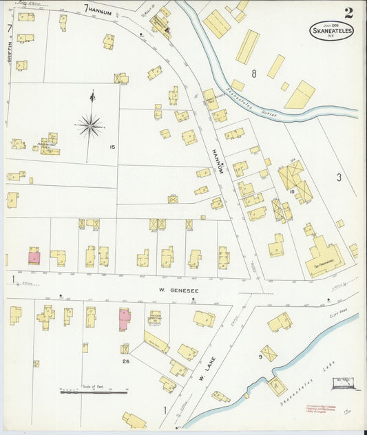 Sanborn Fire Insurance Map from Skaneateles, Onondaga County, New York (1909), Sheet #0002 - Historic Sanborn Fire Insurance Map Print, vintage old map wall art, antique decor, genealogy gift, New York New York map