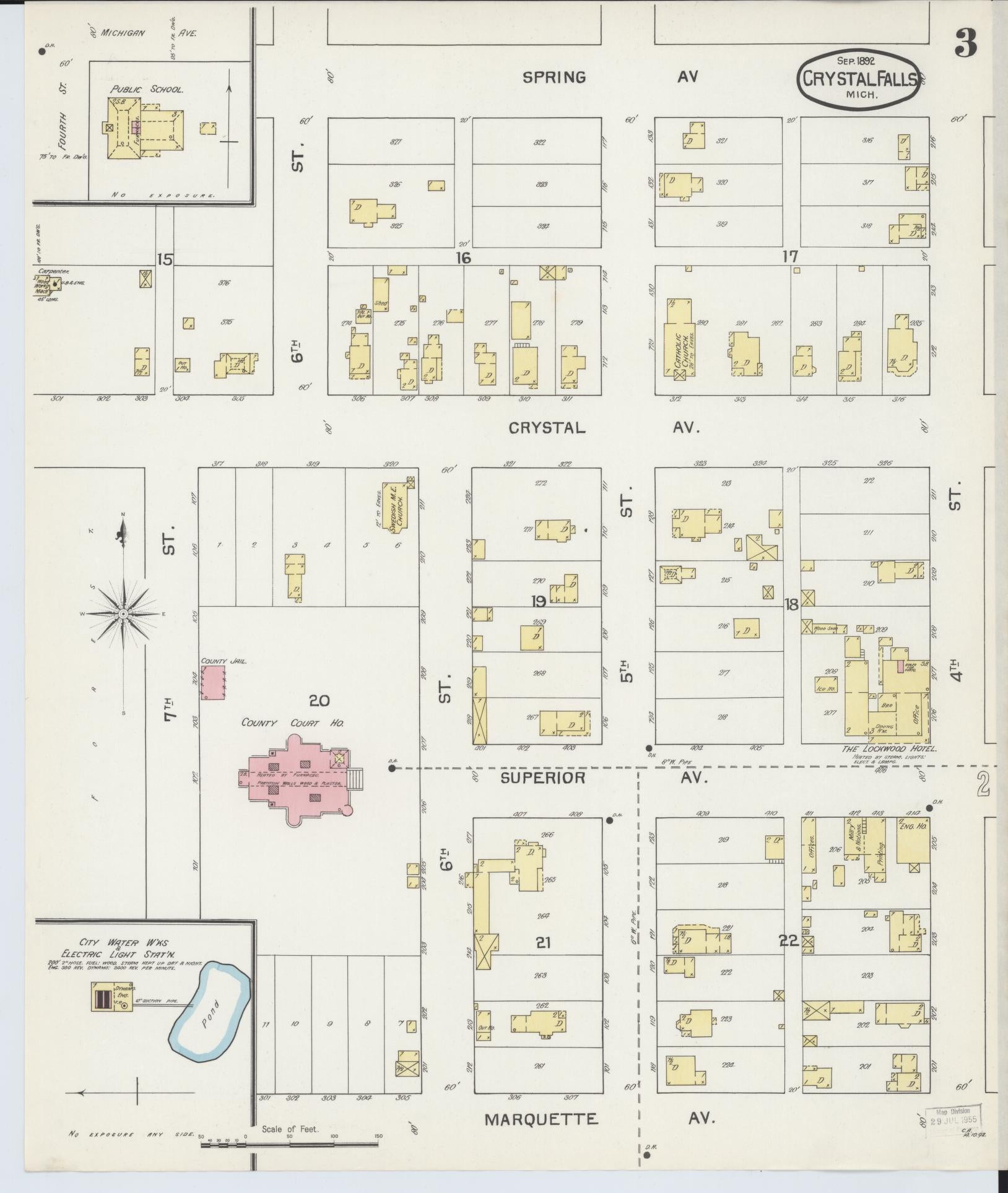 Sanborn Fire Insurance Map from Crystal Falls, Iron County, Michigan (1892), Sheet #0003 - Historic Sanborn Fire Insurance Map Print, vintage old map wall art, antique decor, genealogy gift, Michigan Michigan map