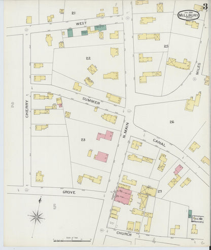 Sanborn Fire Insurance Map from Millbury, Worcester County, Massachusetts (1894), Sheet #0003 - Complete Map Set gallery image, historic Sanborn map, vintage wall art, Massachusetts Massachusetts