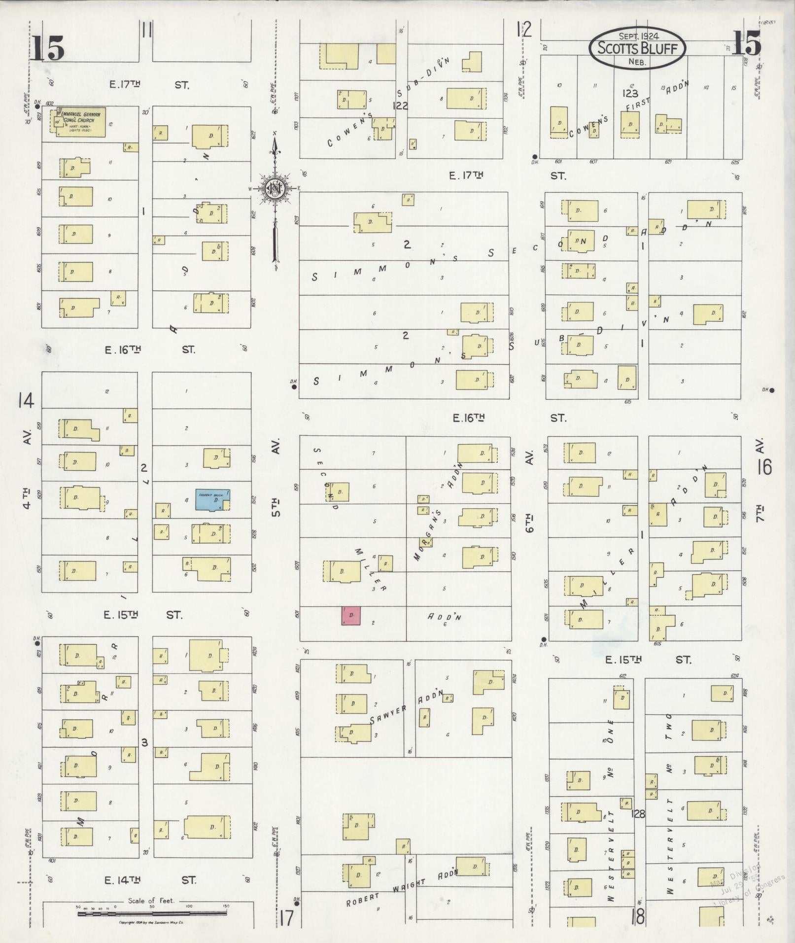 Sanborn Fire Insurance Map from Scottsbluff, Scotts Bluff County, Nebraska (1924), Sheet #0015 - Complete Map Set gallery image, historic Sanborn map, vintage wall art, Nebraska Nebraska
