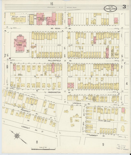 Sanborn Fire Insurance Map from Charleroi, Washington County, Pennsylvania (1913), Sheet #0003 - Historic Sanborn Fire Insurance Map Print, vintage old map wall art, antique decor, genealogy gift, Pennsylvania Pennsylvania map