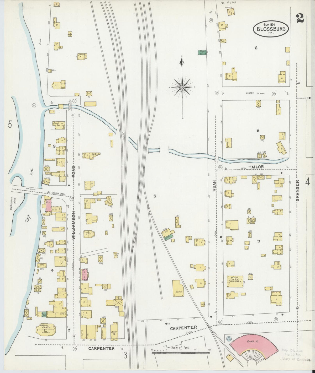 Sanborn Fire Insurance Map from Blossburg, Tioga County, Pennsylvania (1904), Sheet #0002 - Complete Map Set gallery image, historic Sanborn map, vintage wall art, Pennsylvania Pennsylvania