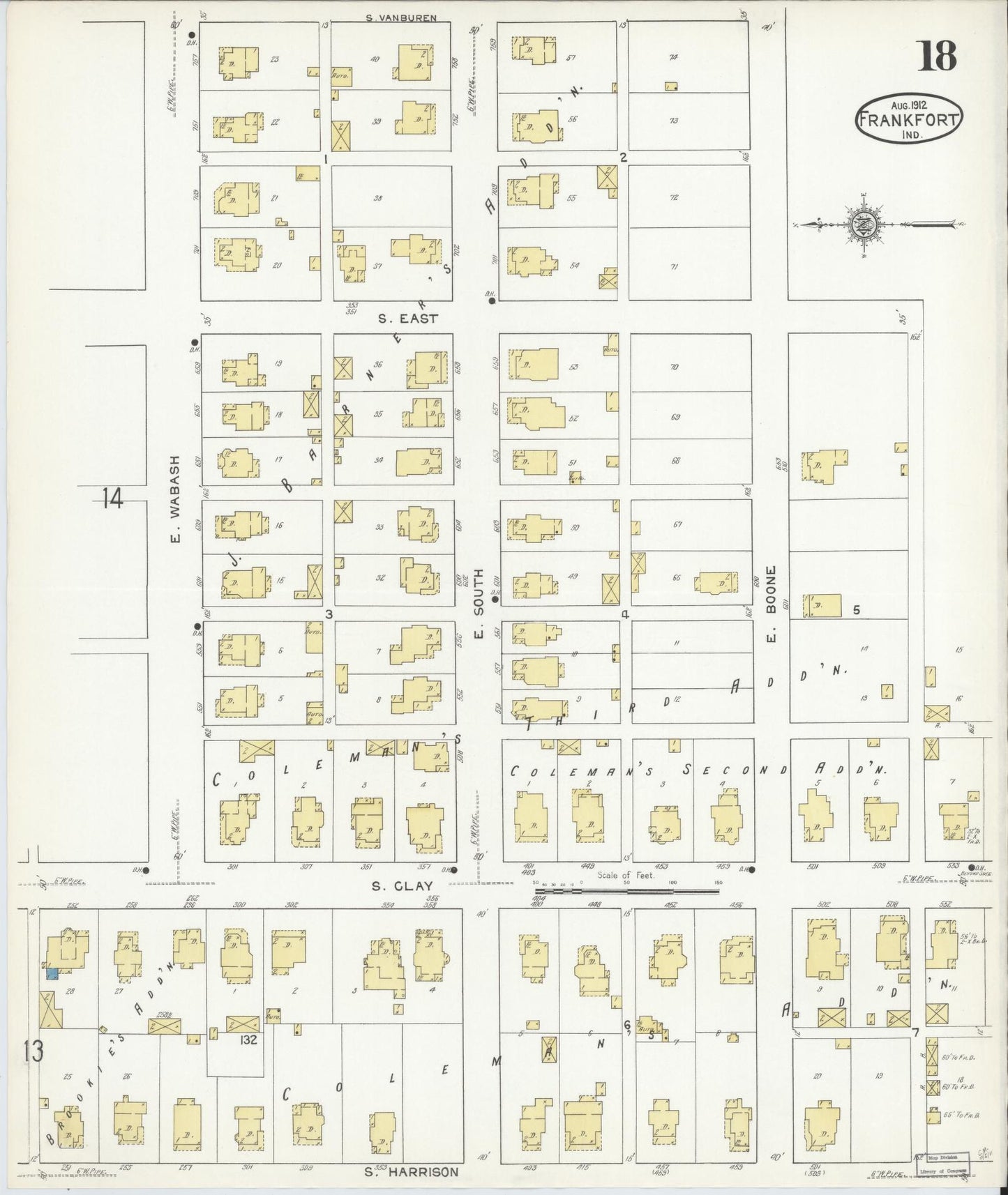Sanborn Fire Insurance Map from Frankfort, Clinton County, Indiana (1912), Sheet #0018 - Complete Map Set gallery image, historic Sanborn map, vintage wall art, Indiana Indiana