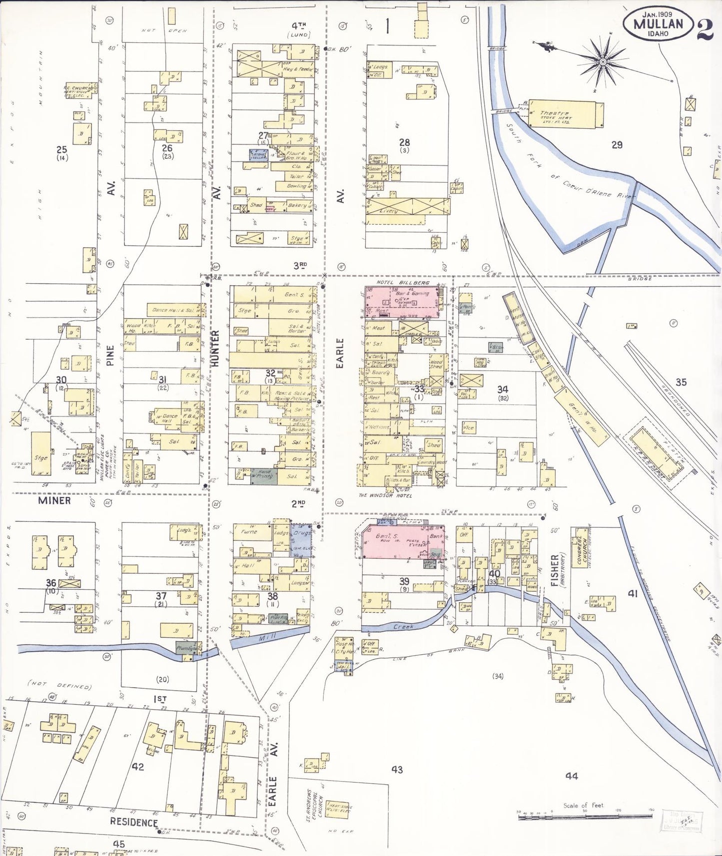 Sanborn Fire Insurance Map from Mullan, Shoshone County, Idaho (1909), Sheet #0002 - Complete Map Set gallery image, historic Sanborn map, vintage wall art, Idaho Idaho