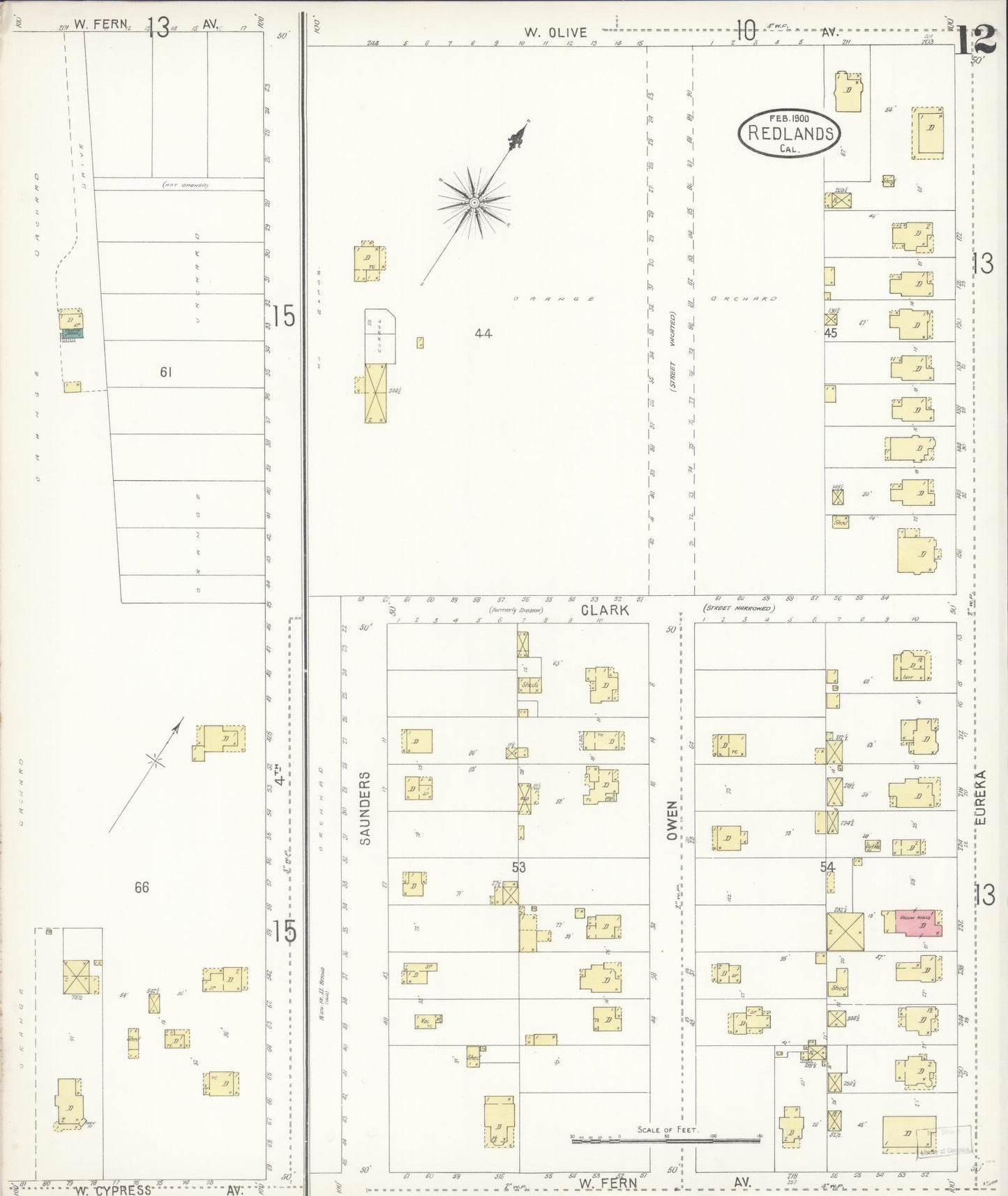Sanborn Fire Insurance Map from Redlands, San Bernardino County, California (1900), Sheet #0012 - Complete Map Set gallery image, historic Sanborn map, vintage wall art, California California