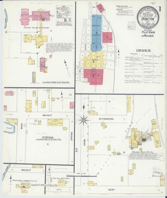 Sanborn Fire Insurance Map from Ironton, Iron County, Missouri (1908), Sheet #0001 - Complete Map Set gallery image, historic Sanborn map, vintage wall art, Missouri Missouri