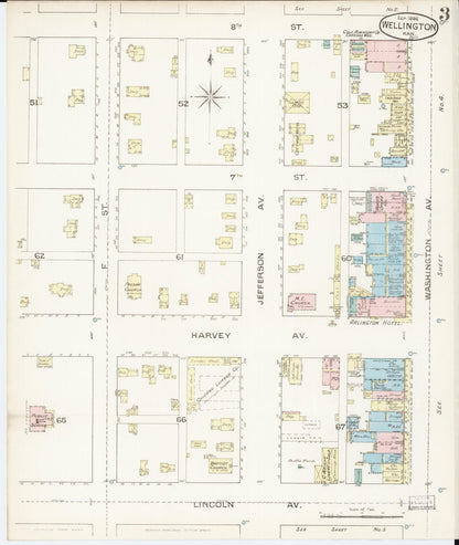 Sanborn Fire Insurance Map from Wellington, Sumner County, Kansas (1886), Sheet #0003 - Complete Map Set gallery image, historic Sanborn map, vintage wall art, Kansas Kansas