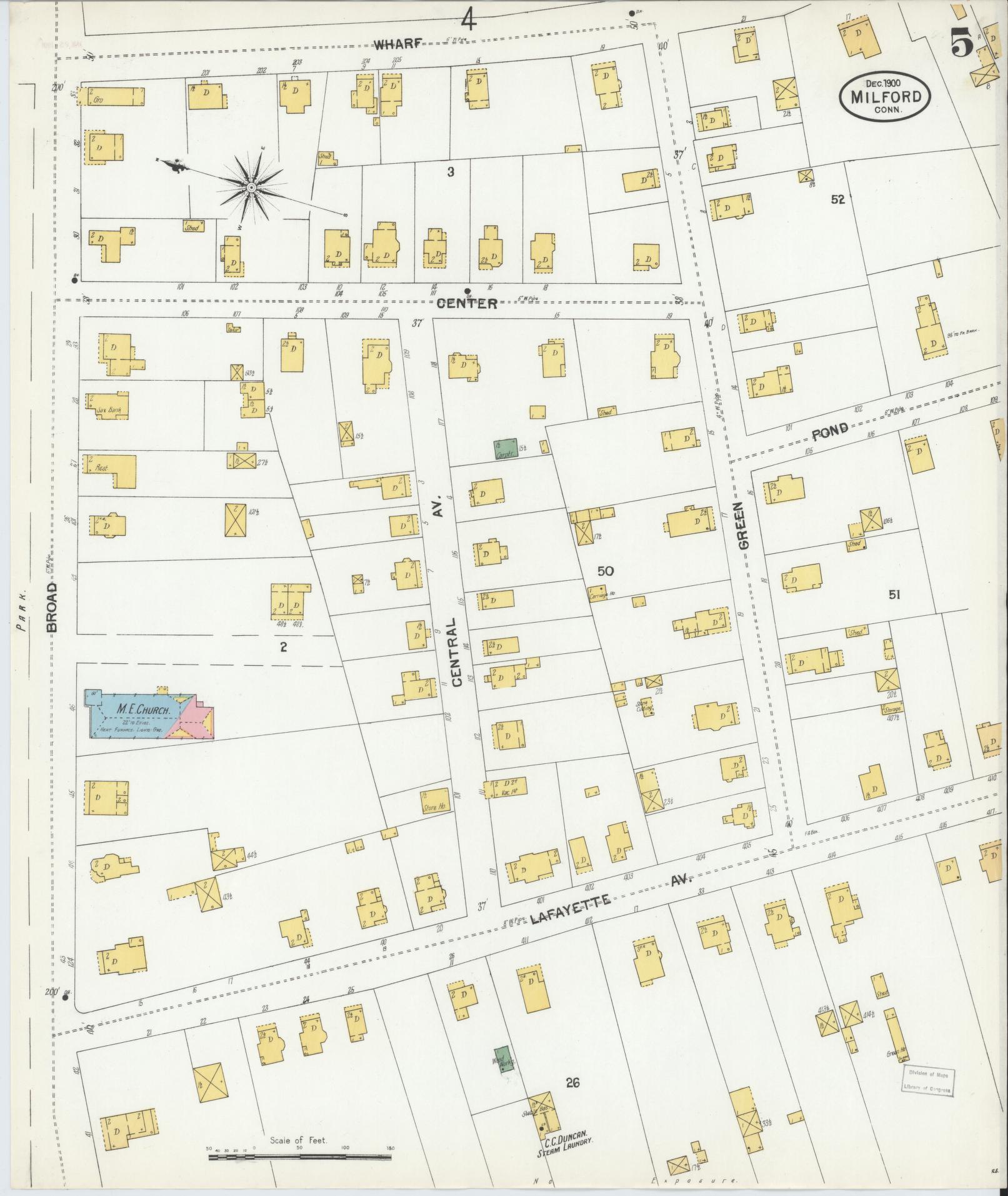 Sanborn Fire Insurance Map from Milford, New Haven County, Connecticut (1900), Sheet #0005 - Complete Map Set gallery image, historic Sanborn map, vintage wall art, Connecticut Connecticut