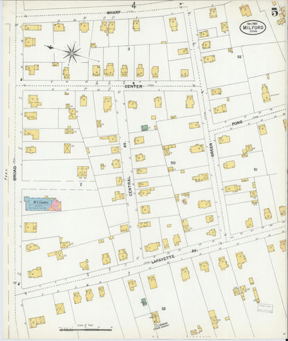 Sanborn Fire Insurance Map from Milford, New Haven County, Connecticut (1900), Sheet #0005 - Complete Map Set gallery image, historic Sanborn map, vintage wall art, Connecticut Connecticut