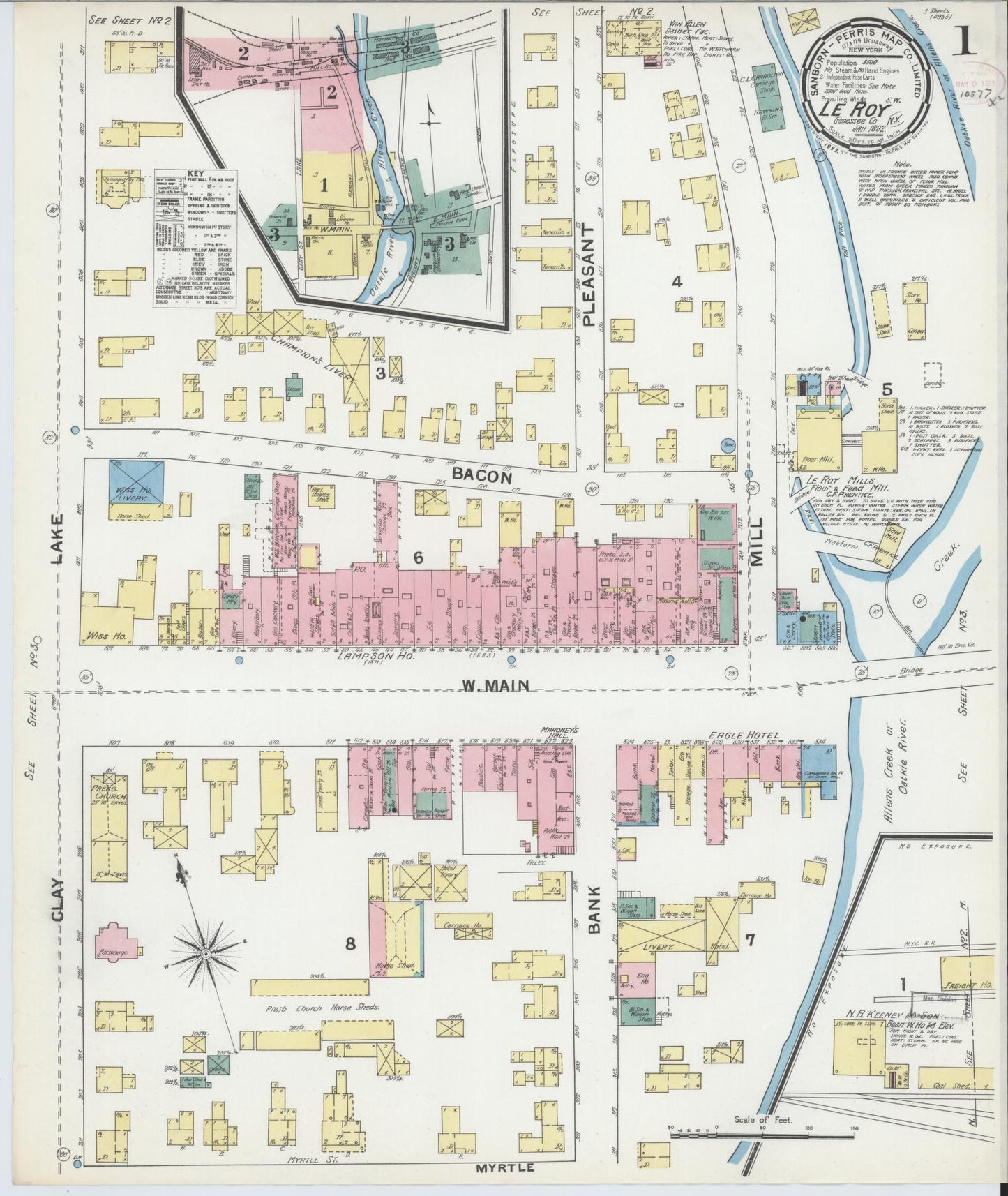 Sanborn Fire Insurance Map from Le Roy, Genesee County, New York. (1892) – Historic Sanborn Fire Insurance Map Print