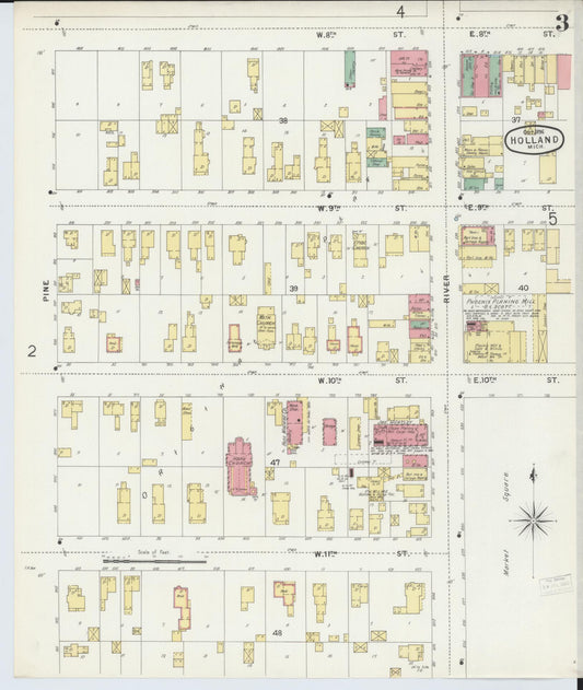 Sanborn Fire Insurance Map from Holland, Ottawa County, Michigan (1896), Sheet #0003 - Historic Sanborn Fire Insurance Map Print, vintage old map wall art, antique decor, genealogy gift, Michigan Michigan map