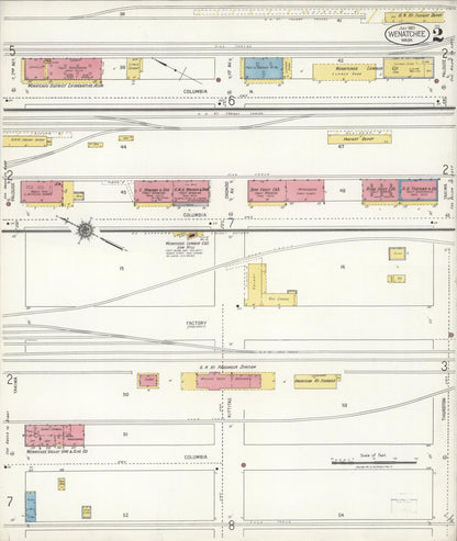 Sanborn Fire Insurance Map from Wenatchee, Chelan County, Washington (1921), Sheet #0002 - Complete Map Set gallery image, historic Sanborn map, vintage wall art, Washington Washington