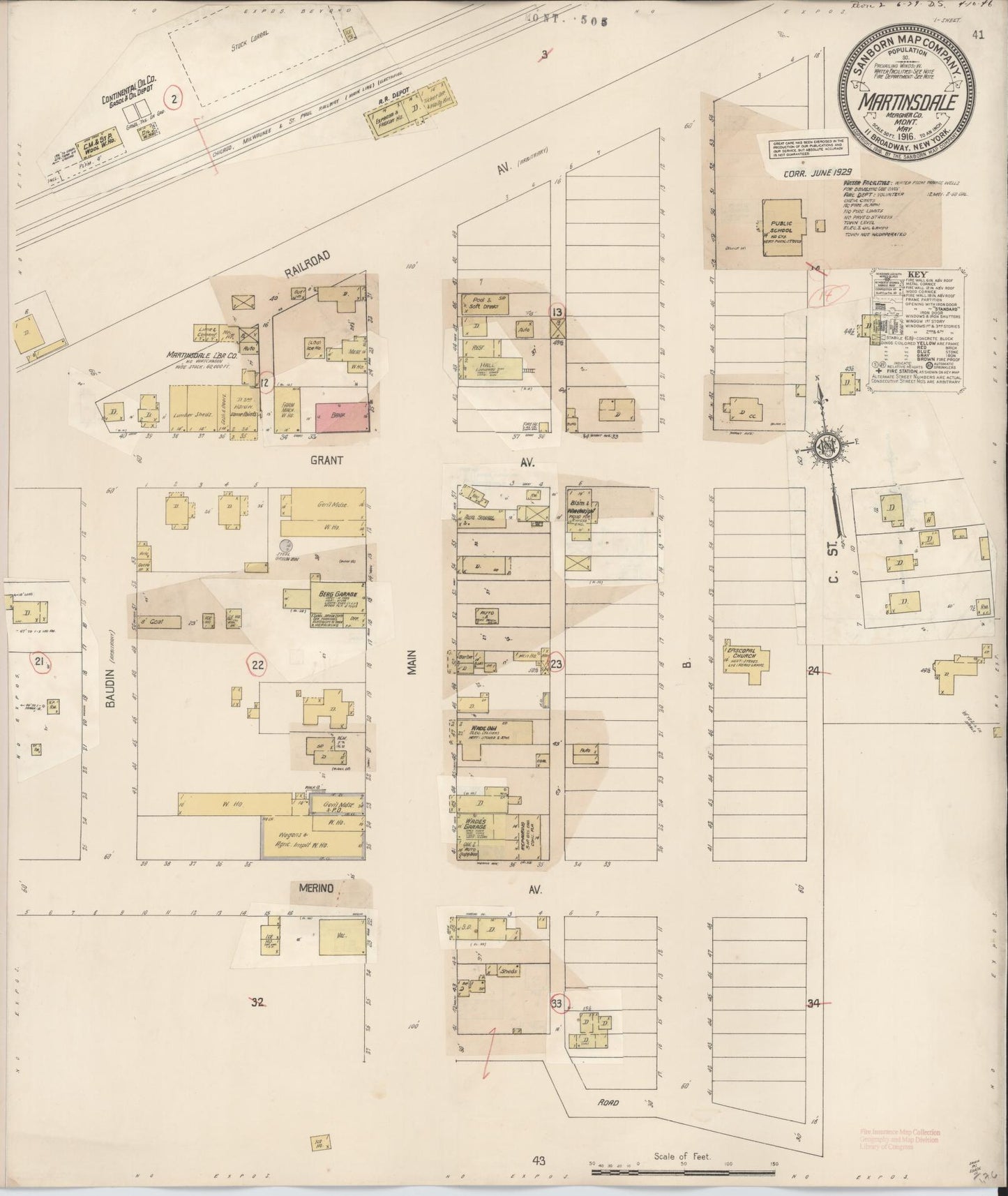 Sanborn Fire Insurance Map from Martinsdale, Meagher County, Montana (1929), Sheet #0001 - Historic Sanborn Fire Insurance Map Print, vintage old map wall art, antique decor, genealogy gift, Montana Montana map