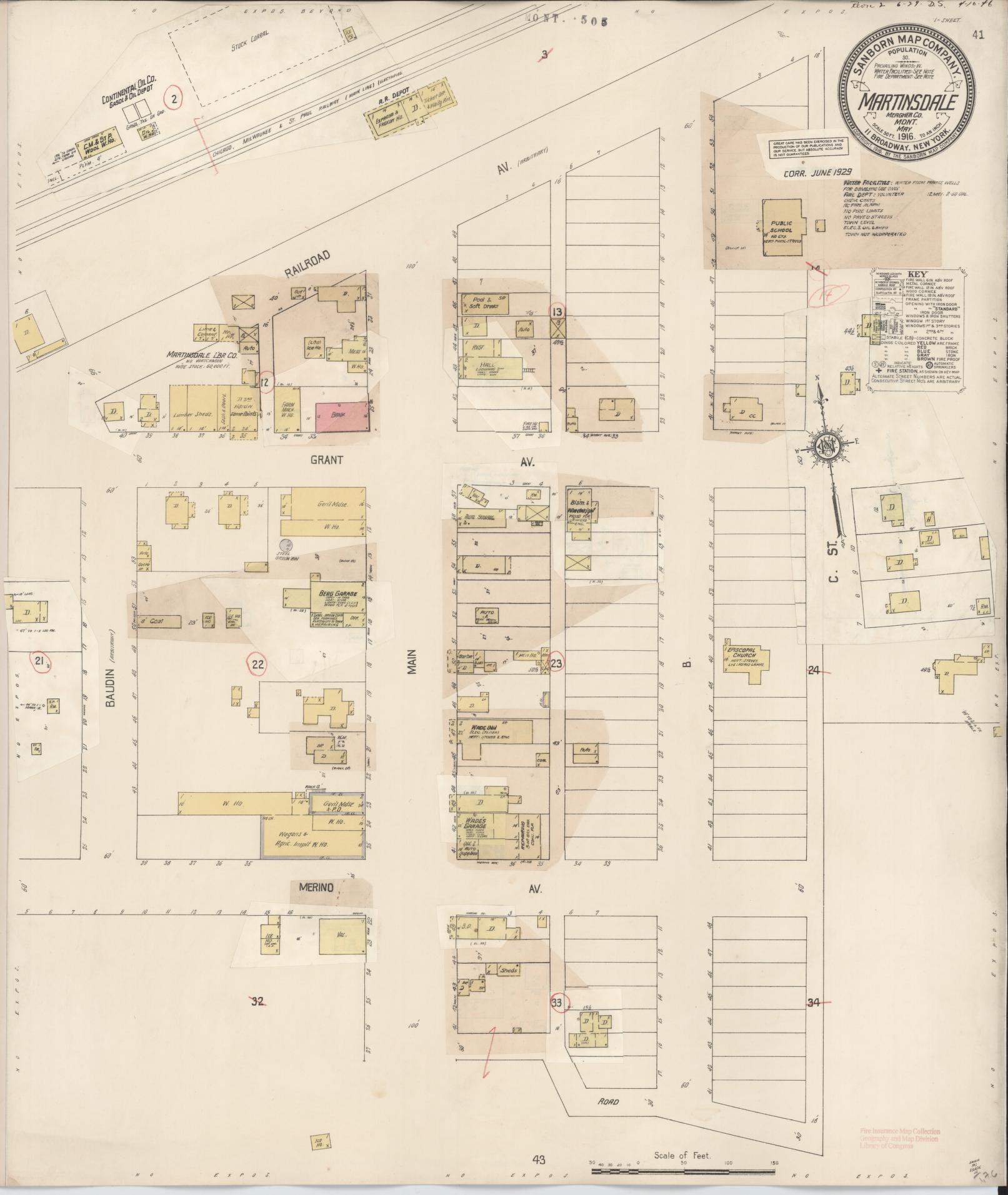 Sanborn Fire Insurance Map from Martinsdale, Meagher County, Montana (1929), Sheet #0001 - Historic Sanborn Fire Insurance Map Print, vintage old map wall art, antique decor, genealogy gift, Montana Montana map