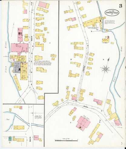 Sanborn Fire Insurance Map from Springfield, Windsor County, Vermont (1905), Sheet #0003 - Complete Map Set gallery image, historic Sanborn map, vintage wall art, Vermont Vermont
