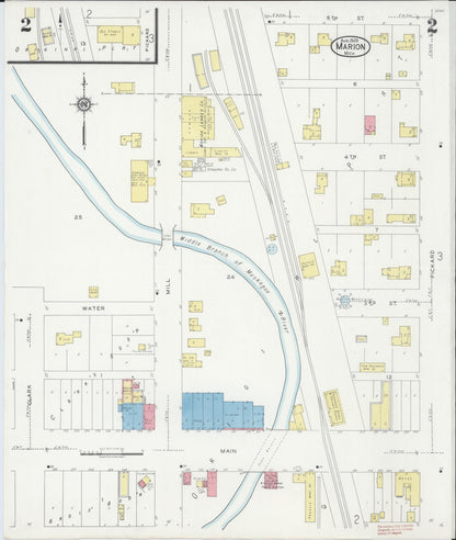 Sanborn Fire Insurance Map from Marion, Osceola County, Michigan (1929), Sheet #0002 - Historic Sanborn Fire Insurance Map Print, vintage old map wall art, antique decor, genealogy gift, Michigan Michigan map