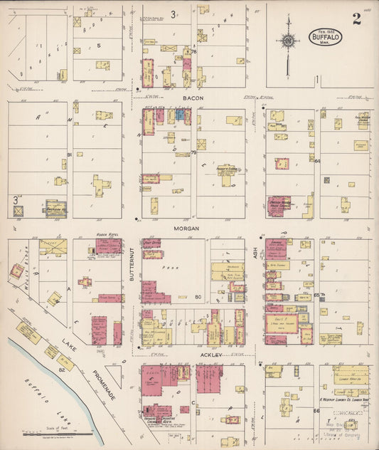 Sanborn Fire Insurance Map from Buffalo, Wright County, Minnesota (1922), Sheet #0002 - Historic Sanborn Fire Insurance Map Print, vintage old map wall art, antique decor, genealogy gift, Minnesota Minnesota map