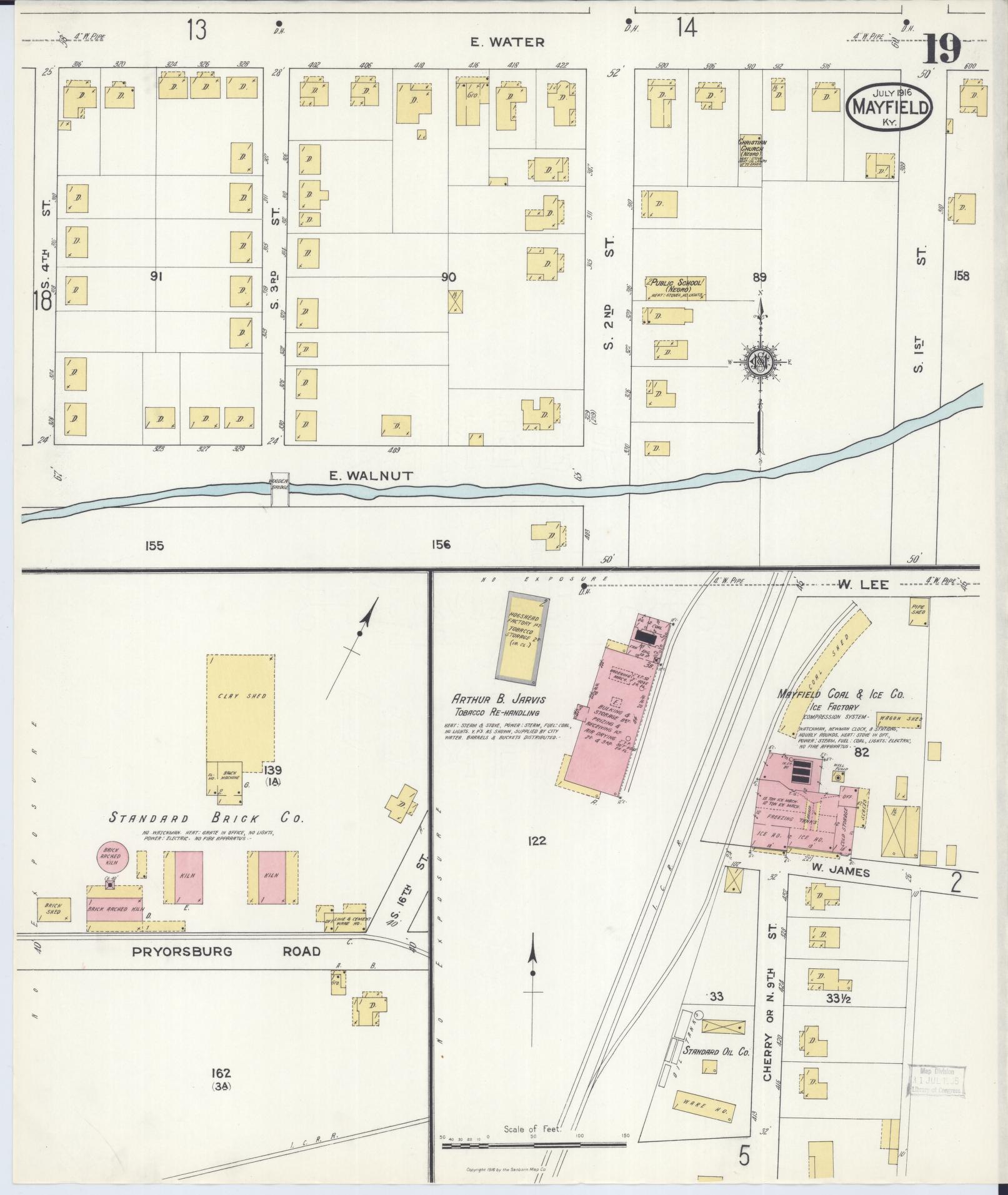 Sanborn Fire Insurance Map from Mayfield, Graves County, Kentucky (1916), Sheet #0019 - Complete Map Set gallery image, historic Sanborn map, vintage wall art, Kentucky Kentucky