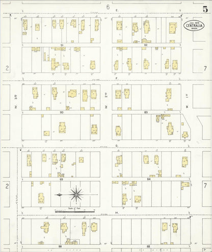 Sanborn Fire Insurance Map from Centralia, Lewis County, Washington (1909), Sheet #0005 - Complete Map Set gallery image, historic Sanborn map, vintage wall art, Washington Washington