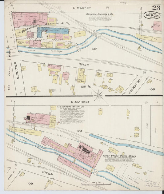 Sanborn Fire Insurance Map from Akron, Summit County, Ohio (1886), Sheet #0023 - Historic Sanborn Fire Insurance Map Print, vintage old map wall art, antique decor, genealogy gift, Ohio Ohio map