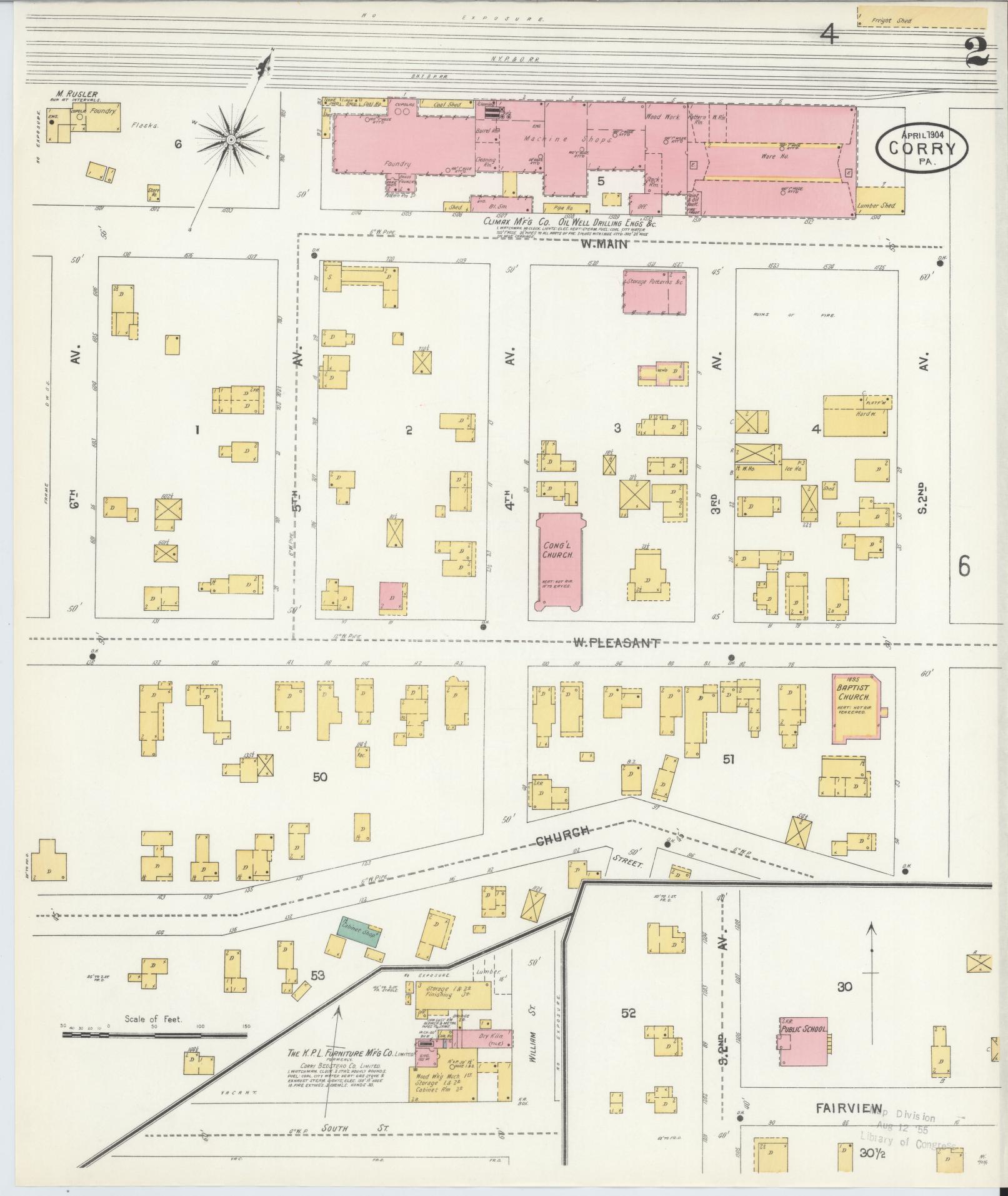Sanborn Fire Insurance Map from Corry, Erie County, Pennsylvania (1904), Sheet #0002 - Historic Sanborn Fire Insurance Map Print, vintage old map wall art, antique decor, genealogy gift, Pennsylvania Pennsylvania map