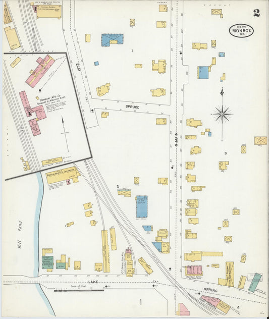 Sanborn Fire Insurance Map from Monroe, Orange County, New York (1904), Sheet #0002 - Historic Sanborn Fire Insurance Map Print, vintage old map wall art, antique decor, genealogy gift, New York New York map