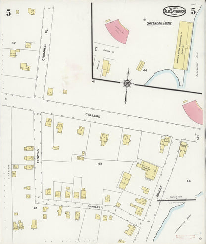 Sanborn Fire Insurance Map from Old Saybrook, Middlesex County, Connecticut (1923), Sheet #0005 - Complete Map Set gallery image, historic Sanborn map, vintage wall art, Connecticut Connecticut