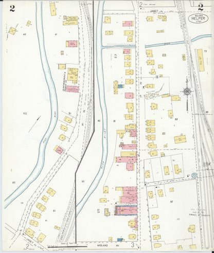 Sanborn Fire Insurance Map from Helper, Carbon County, Utah (1924), Sheet #0002 - Complete Map Set gallery image, historic Sanborn map, vintage wall art, Utah Utah