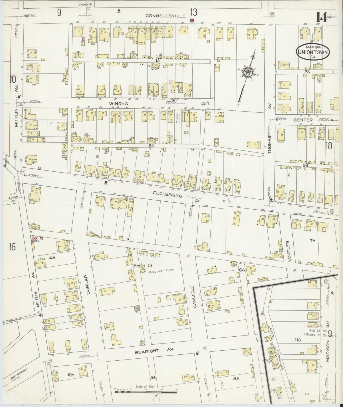 Sanborn Fire Insurance Map from Uniontown, Fayette County, Pennsylvania (1914), Sheet #0014 - Complete Map Set gallery image, historic Sanborn map, vintage wall art, Pennsylvania Pennsylvania