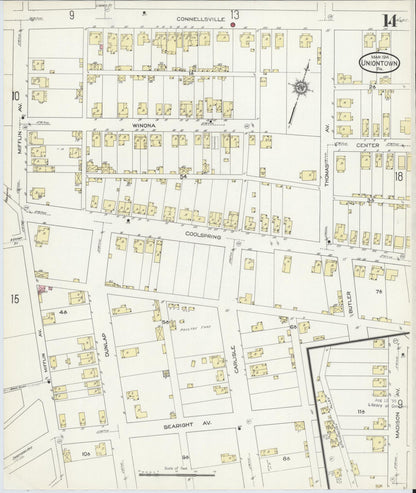 Sanborn Fire Insurance Map from Uniontown, Fayette County, Pennsylvania (1914), Sheet #0014 - Complete Map Set gallery image, historic Sanborn map, vintage wall art, Pennsylvania Pennsylvania