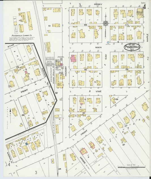 Sanborn Fire Insurance Map from Pemberville, Wood County, Ohio (1920), Sheet #0004 - Historic Sanborn Fire Insurance Map Print, vintage old map wall art, antique decor, genealogy gift, Ohio Ohio map
