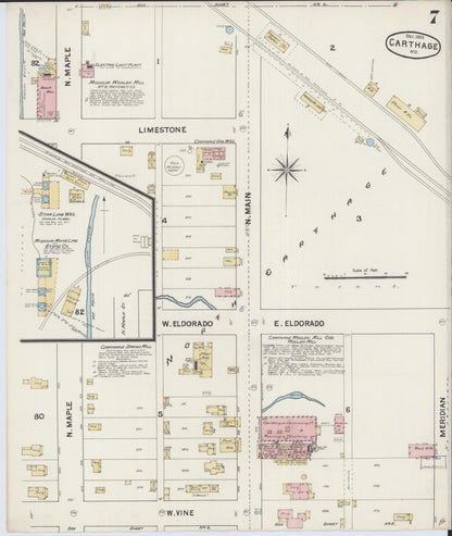 Sanborn Fire Insurance Map from Carthage, Jasper County, Missouri (1888), Sheet #0007 - Complete Map Set gallery image, historic Sanborn map, vintage wall art, Missouri Missouri
