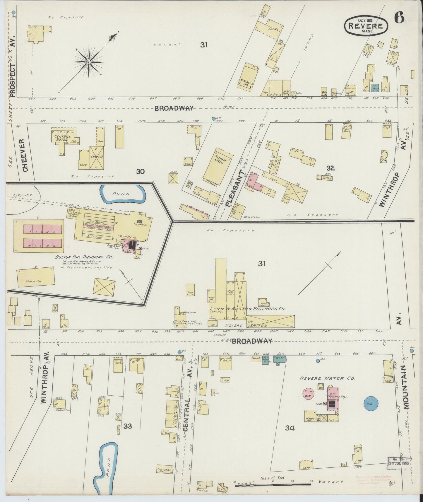 Sanborn Fire Insurance Map from Revere, Suffolk County, Massachusetts (1891), Sheet #0006 - Complete Map Set gallery image, historic Sanborn map, vintage wall art, Massachusetts Massachusetts