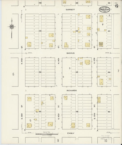 Sanborn Fire Insurance Map from Paducah, Cottle County, Texas (1921), Sheet #0006 - Complete Map Set gallery image, historic Sanborn map, vintage wall art, Texas Texas