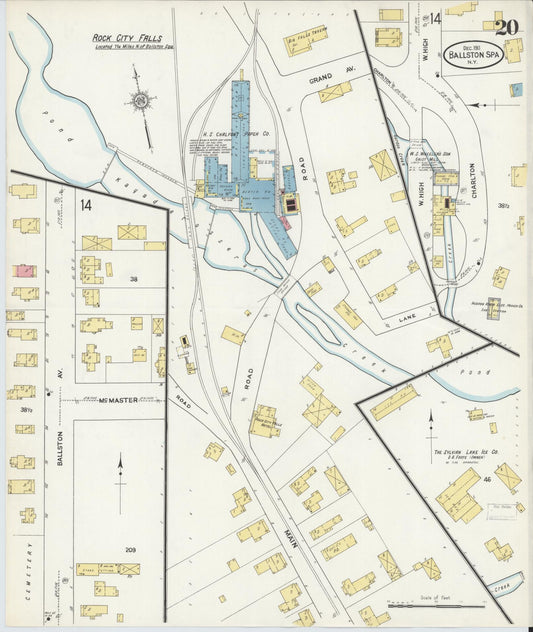 Sanborn Fire Insurance Map from Ballston Spa, Saratoga County, New York (1911), Sheet #0020 - Historic Sanborn Fire Insurance Map Print, vintage old map wall art, antique decor, genealogy gift, New York New York map