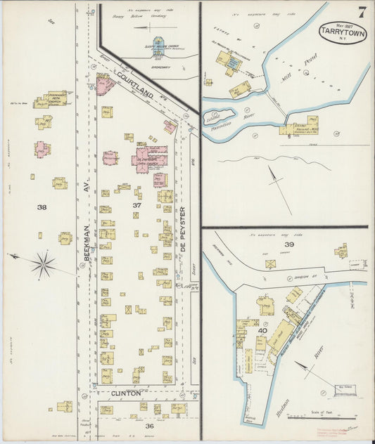 Sanborn Fire Insurance Map from Tarrytown, Westchester County, New York (1887), Sheet #0007 - Historic Sanborn Fire Insurance Map Print, vintage old map wall art, antique decor, genealogy gift, New York New York map