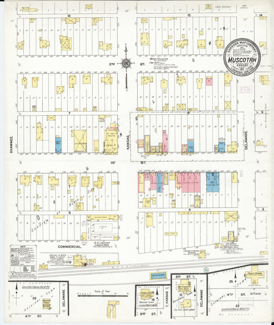 Sanborn Fire Insurance Map from Muscotah, Atchison County, Kansas (1911), Sheet #0001 - Historic Sanborn Fire Insurance Map Print, vintage old map wall art, antique decor, genealogy gift, Kansas Kansas map
