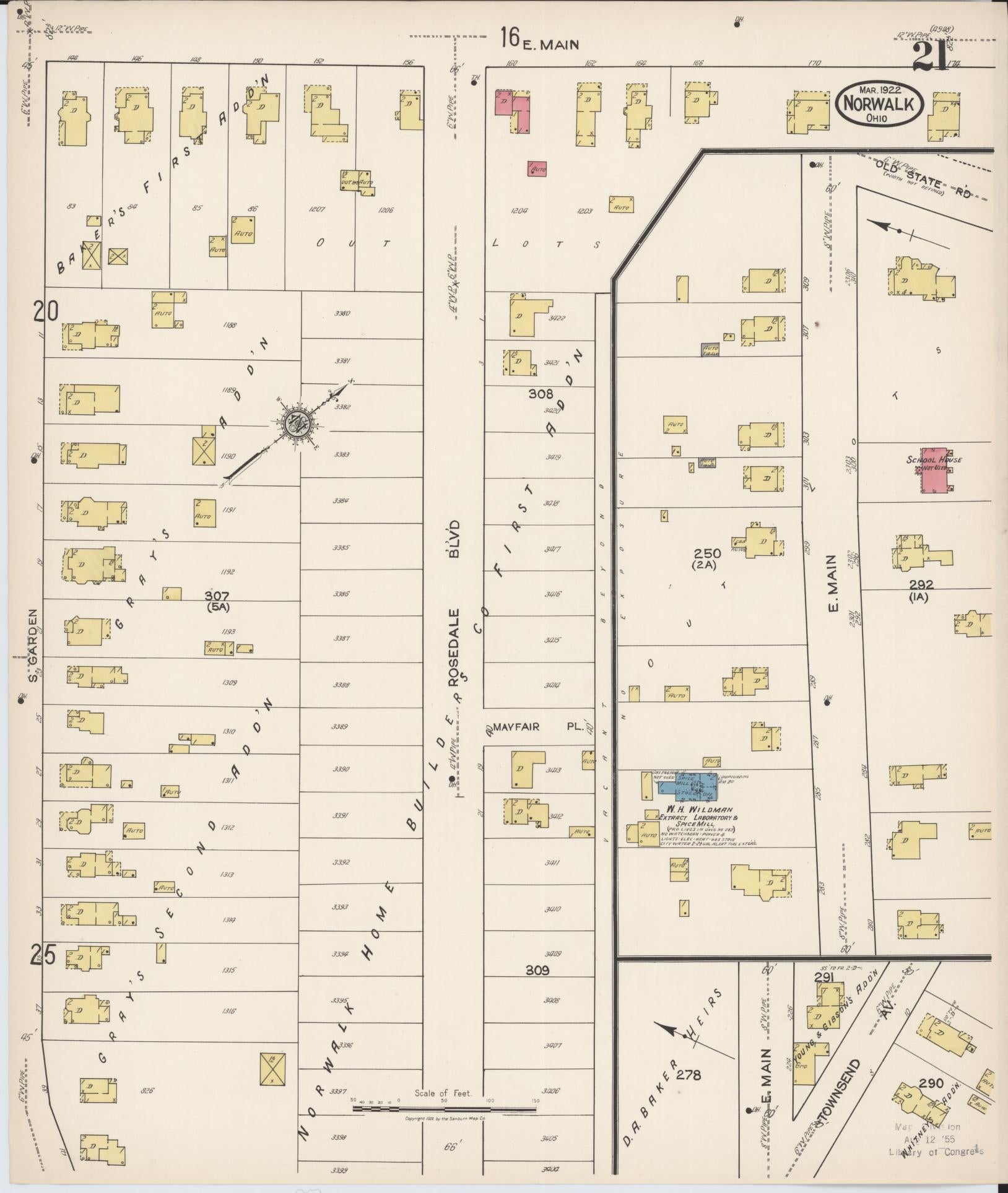 Sanborn Fire Insurance Map from Norwalk, Huron County, Ohio (1922), Sheet #0021 - Complete Map Set gallery image, historic Sanborn map, vintage wall art, Ohio Ohio