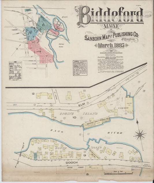 Sanborn Fire Insurance Map from Biddeford, York County, Maine (1885), Sheet #0001 - Complete Map Set gallery image, historic Sanborn map, vintage wall art, Maine Maine