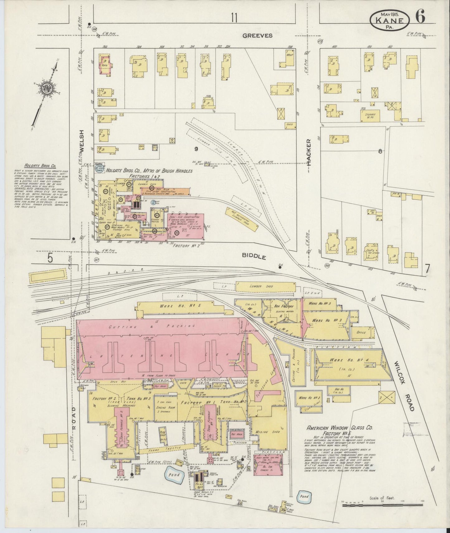 Sanborn Fire Insurance Map from Kane, McKean County, Pennsylvania (1915), Sheet #0006 - Historic Sanborn Fire Insurance Map Print, vintage old map wall art, antique decor, genealogy gift, Pennsylvania Pennsylvania map