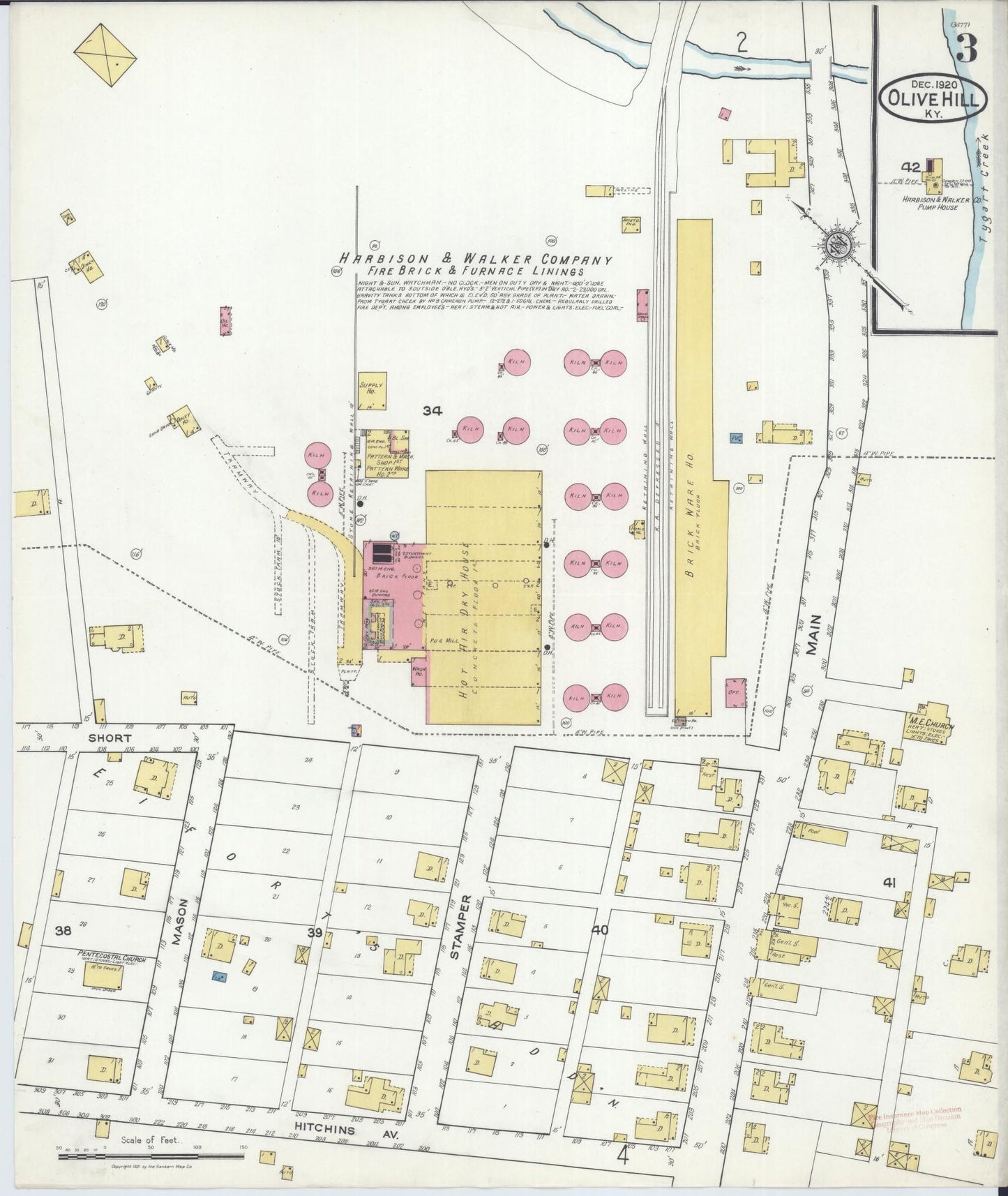 Sanborn Fire Insurance Map from Olive Hill, Carter County, Kentucky (1920), Sheet #0003 - Complete Map Set gallery image, historic Sanborn map, vintage wall art, Kentucky Kentucky